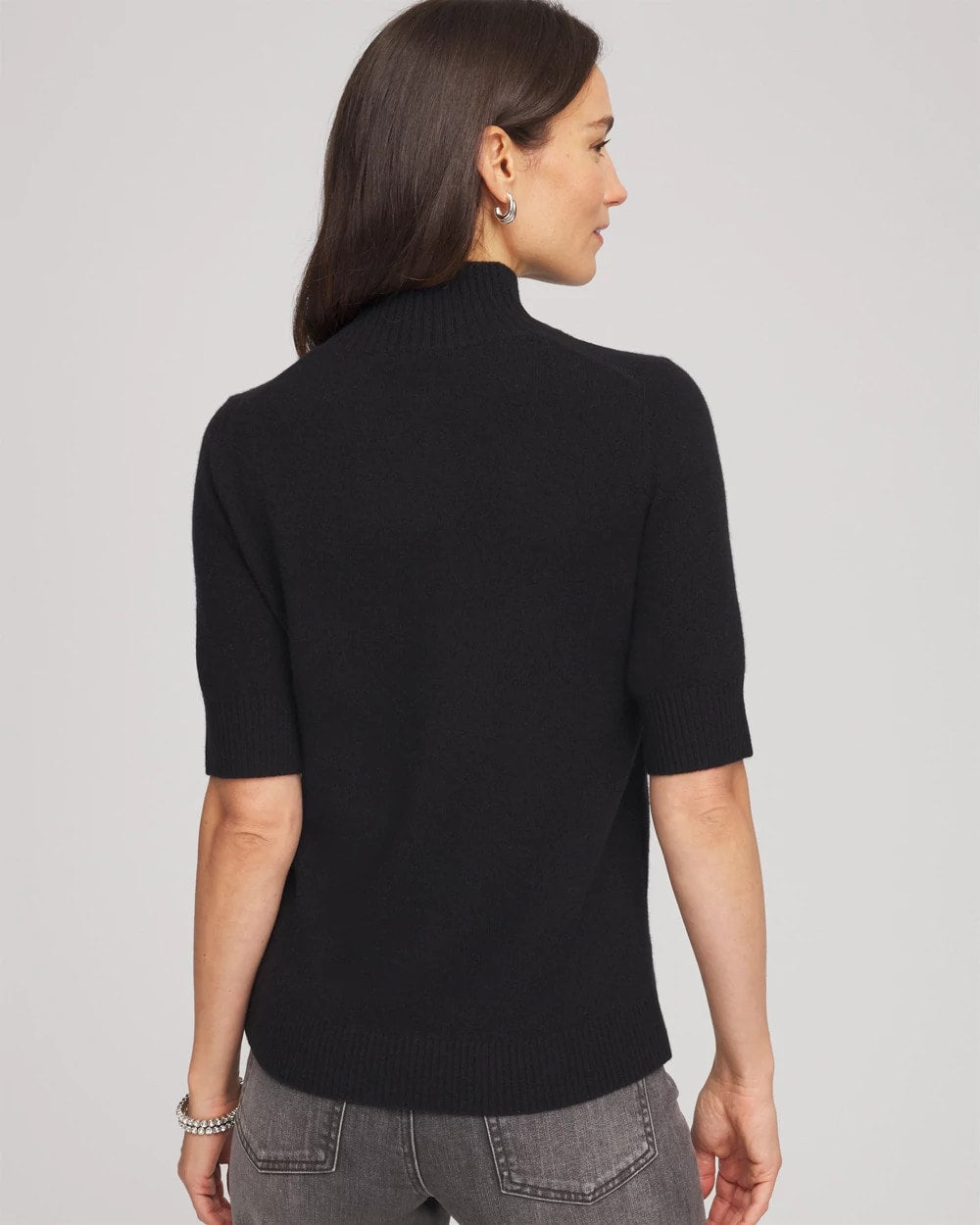 Chico's Women | Cashmere Elbow-Sleeve Sweater BLACK