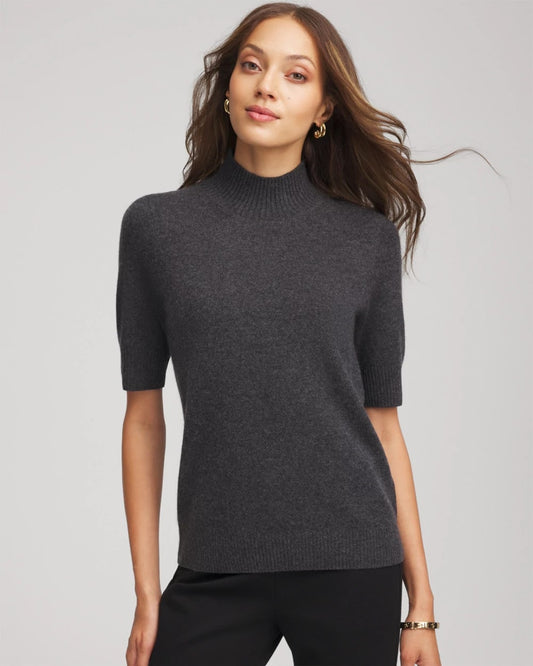 Chico's Women | Cashmere Elbow-Sleeve Sweater DARK GREY