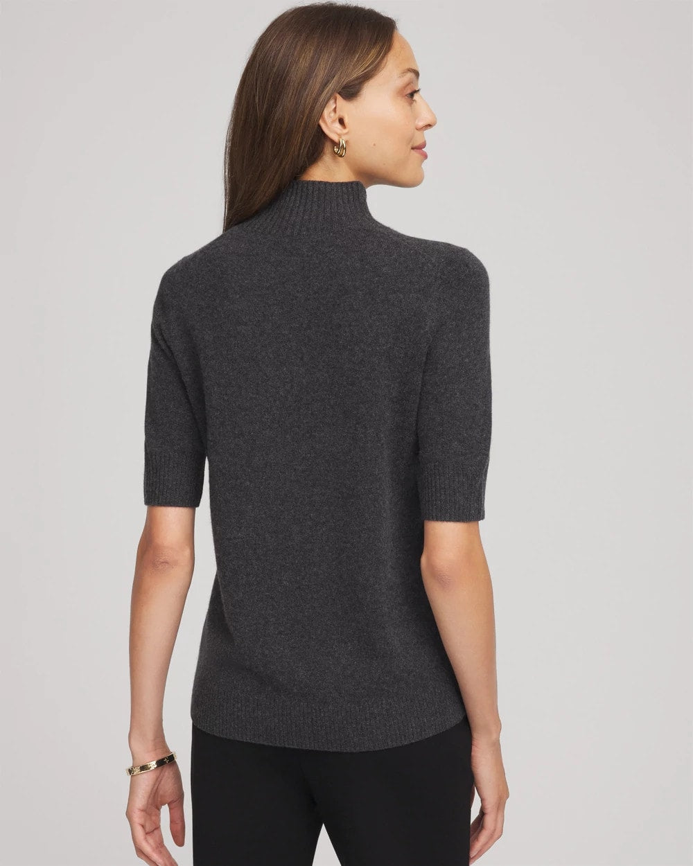 Chico's Women | Cashmere Elbow-Sleeve Sweater DARK GREY