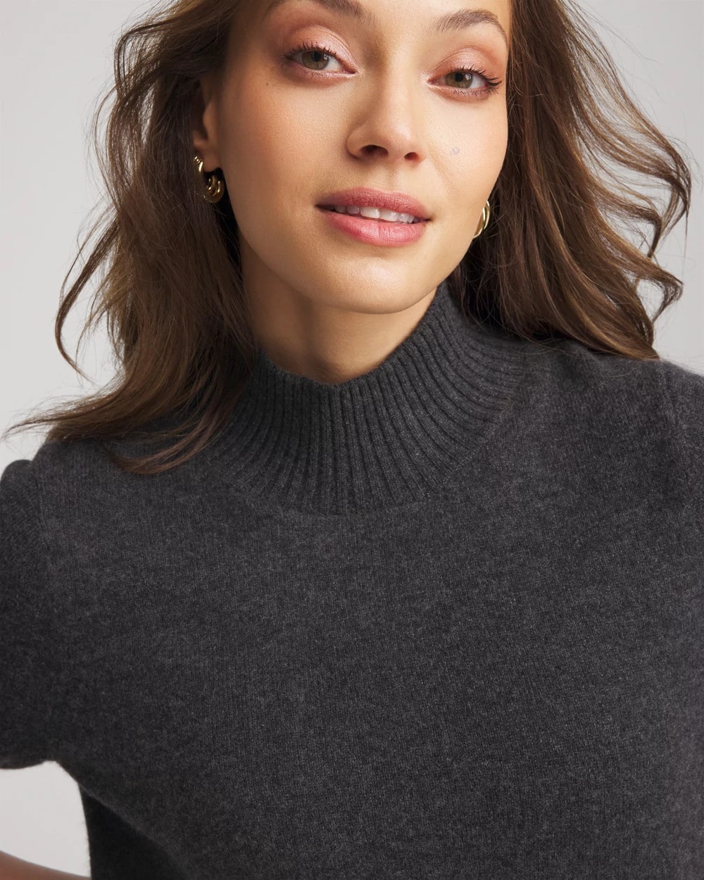 Chico's Women | Cashmere Elbow-Sleeve Sweater DARK GREY