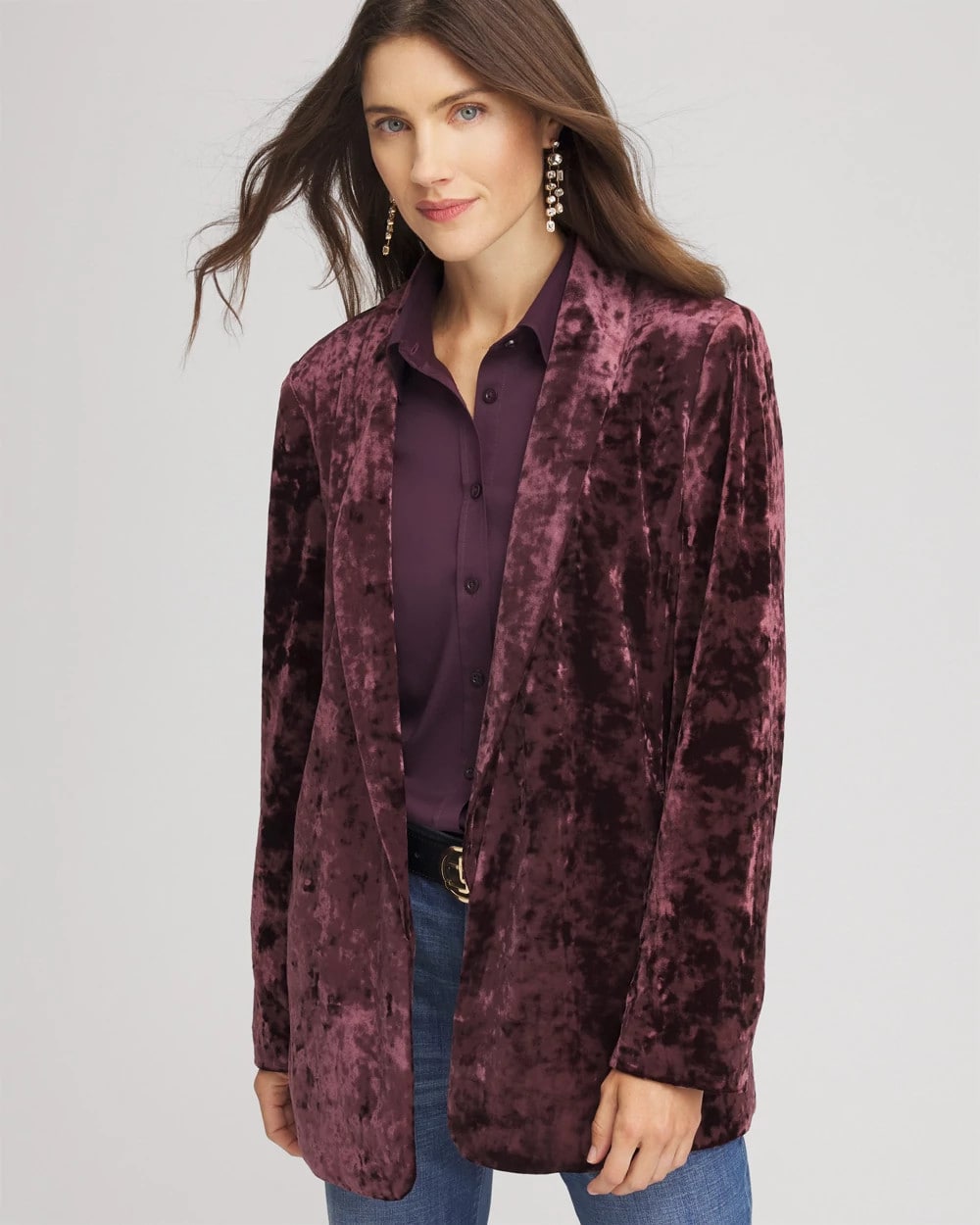 Chico's Women | Crushed Velvet Blazer NIGHT BLOOM