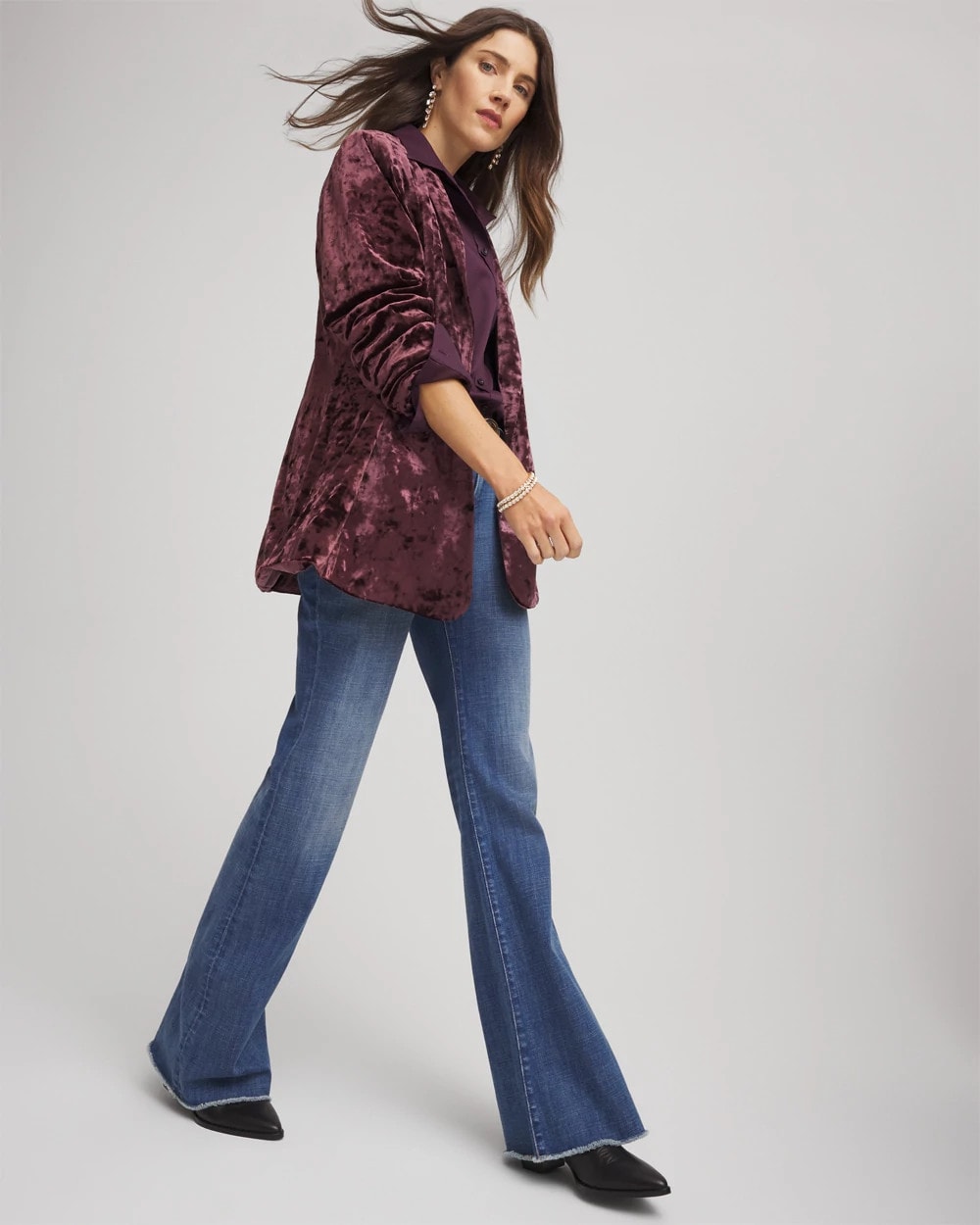 Chico's Women | Crushed Velvet Blazer NIGHT BLOOM