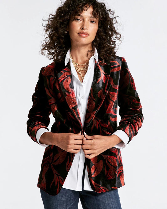 Chico's Women | Velvet Printed Blazer BLACK