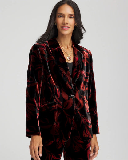 Chico's Women | Velvet Printed Blazer BLACK