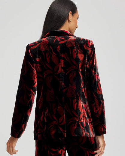 Chico's Women | Velvet Printed Blazer BLACK