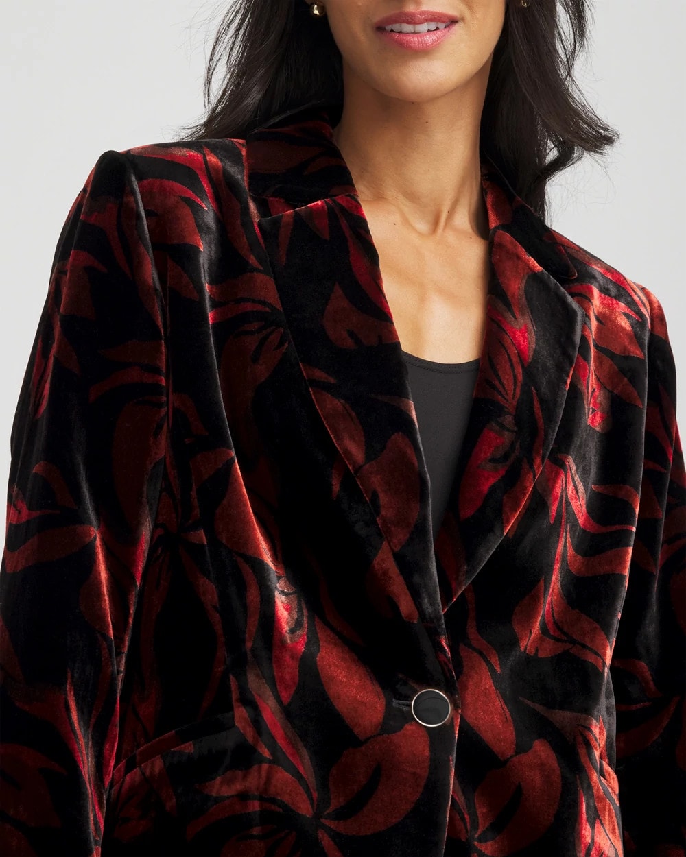 Chico's Women | Velvet Printed Blazer BLACK