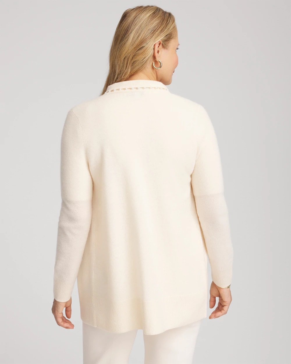 Chico's Women | Cashmere Pearl-Trim Cardigan CREAM