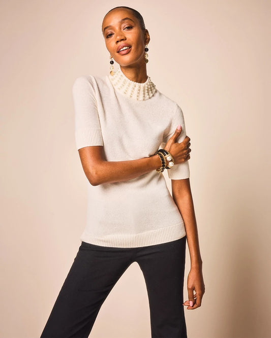 Chico's Women | Cashmere Pearl Mockneck Sweater CREAM