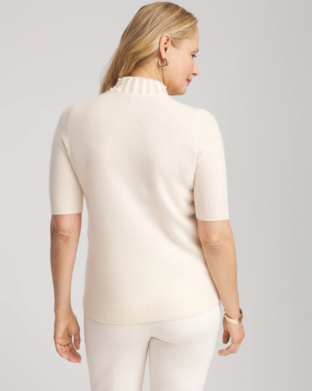 Chico's Women | Cashmere Pearl Mockneck Sweater CREAM