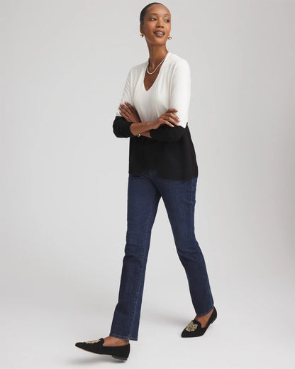 Chico's Women | Ella Colorblock Long-Sleeve Cardigan ECRU