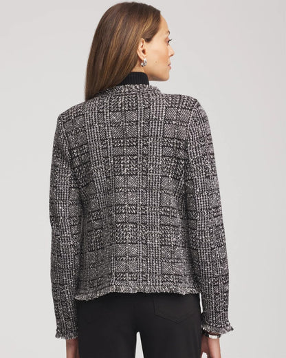 Chico's Women | Embroidered Metallic Tweed Cardigan GRAY