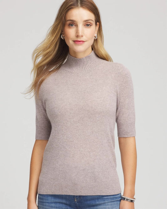 Chico's Women | Cashmere Elbow-Sleeve Sweater TAUPE HEATHER
