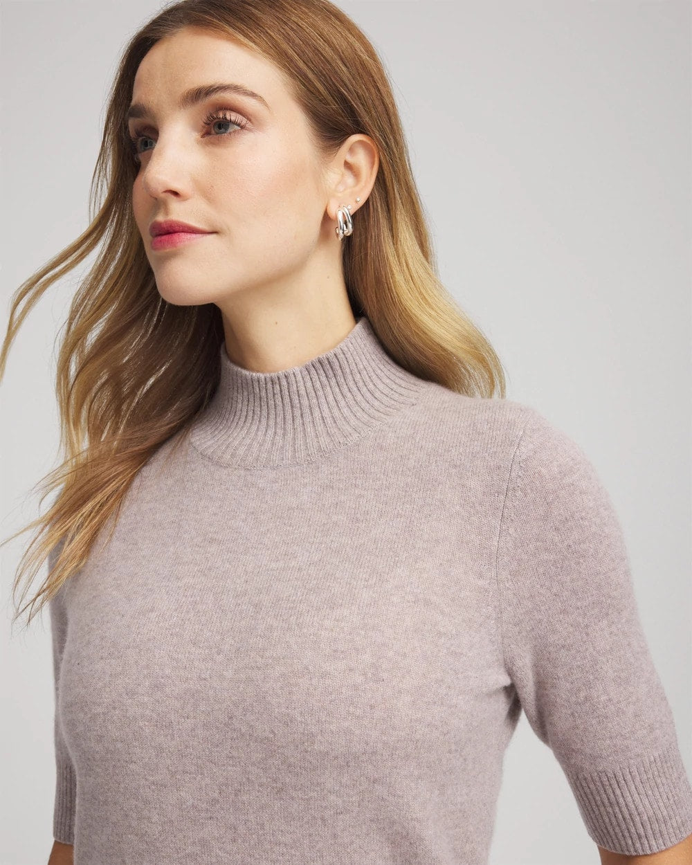 Chico's Women | Cashmere Elbow-Sleeve Sweater TAUPE HEATHER