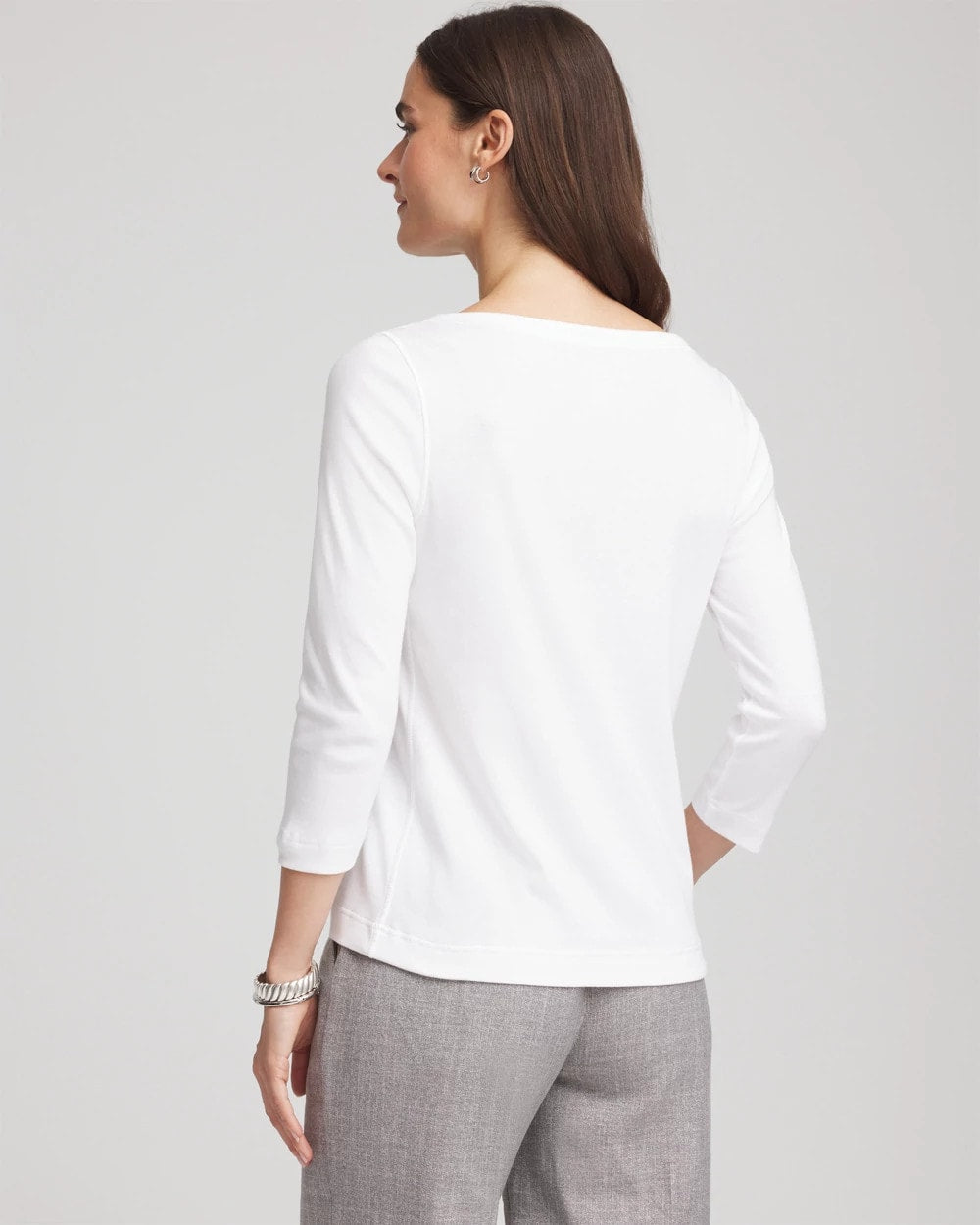 Chico's Women | Pima Cotton 3/4 Sleeve Tee ALABASTER