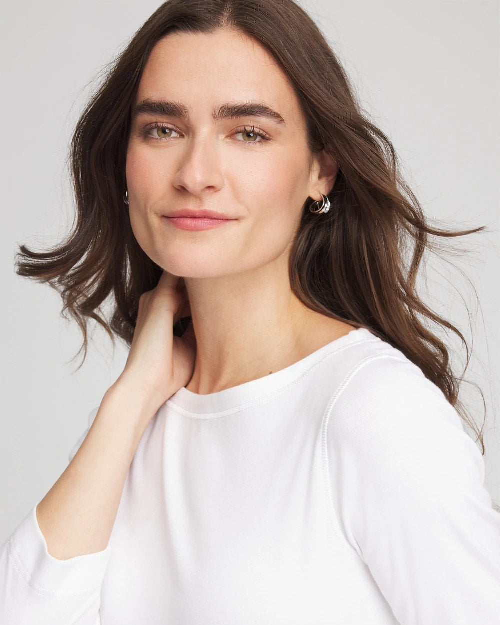 Chico's Women | Pima Cotton 3/4 Sleeve Tee ALABASTER