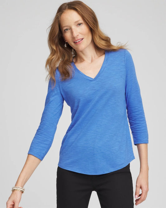 Chico's Women | Slub 3/4 Sleeve Tee BLUE PEARL