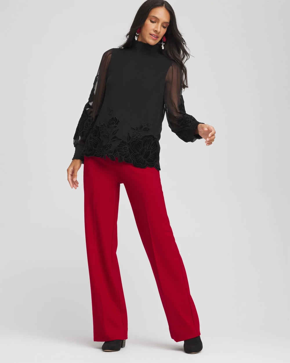 Chico's Women | Emme Wide-Leg Trouser Ponte Pants CARMINE RED