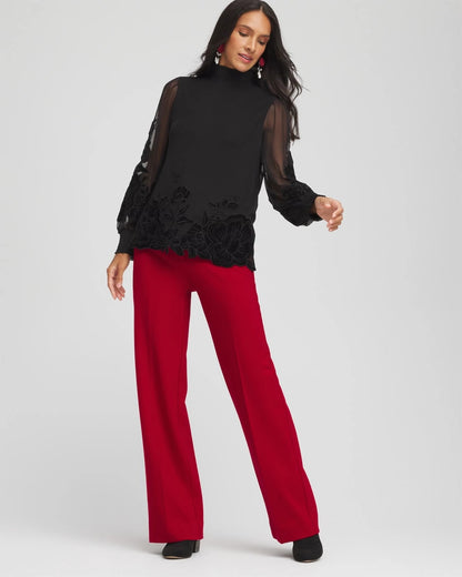 Chico's Women | Emme Wide-Leg Trouser Ponte Pants CARMINE RED