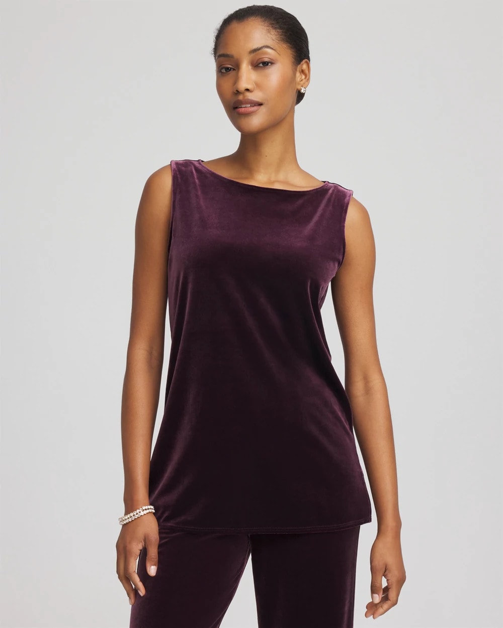 Chico's Women | Travelers™ Velvet Side-Slit Tank NIGHT BLOOM