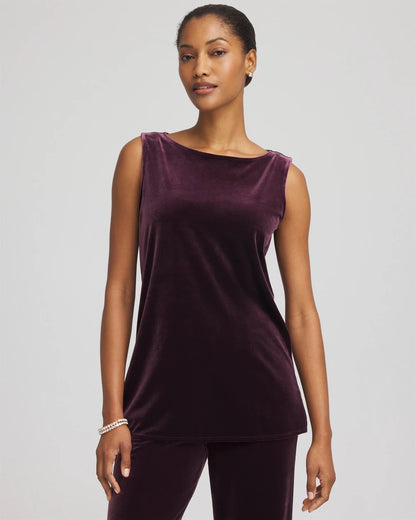 Chico's Women | Travelers™ Velvet Side-Slit Tank NIGHT BLOOM