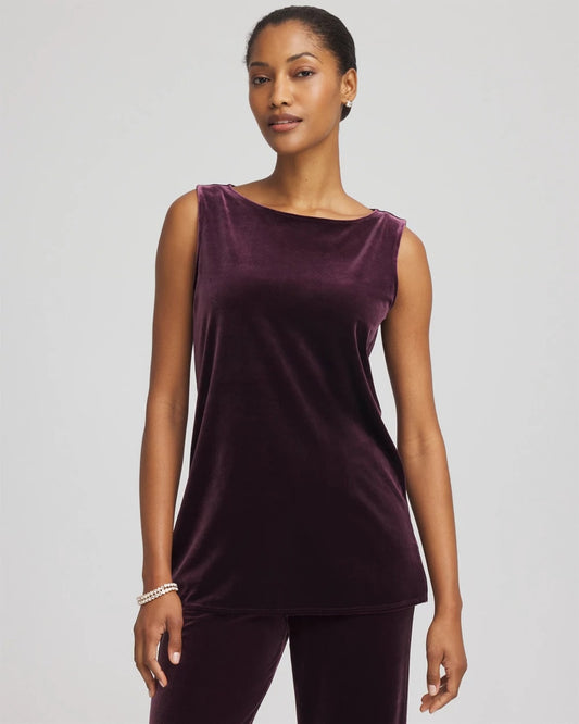 Chico's Women | Travelers™ Velvet Side-Slit Tank NIGHT BLOOM