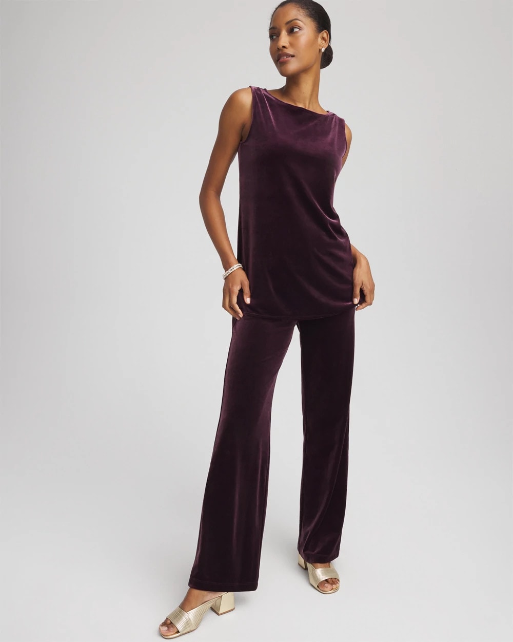 Chico's Women | Travelers™ Velvet Side-Slit Tank NIGHT BLOOM