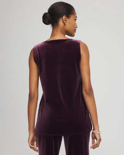 Chico's Women | Travelers™ Velvet Side-Slit Tank NIGHT BLOOM