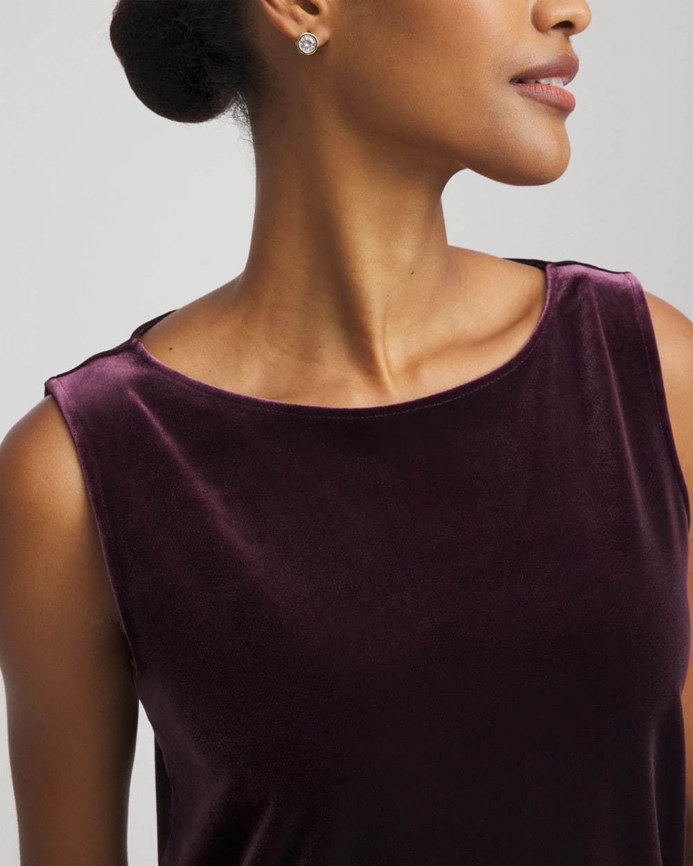 Chico's Women | Travelers™ Velvet Side-Slit Tank NIGHT BLOOM