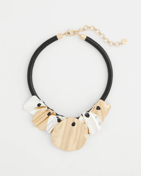 Chico's Women | Crinkle Mixed Metal Bib Necklace MIXED METALS