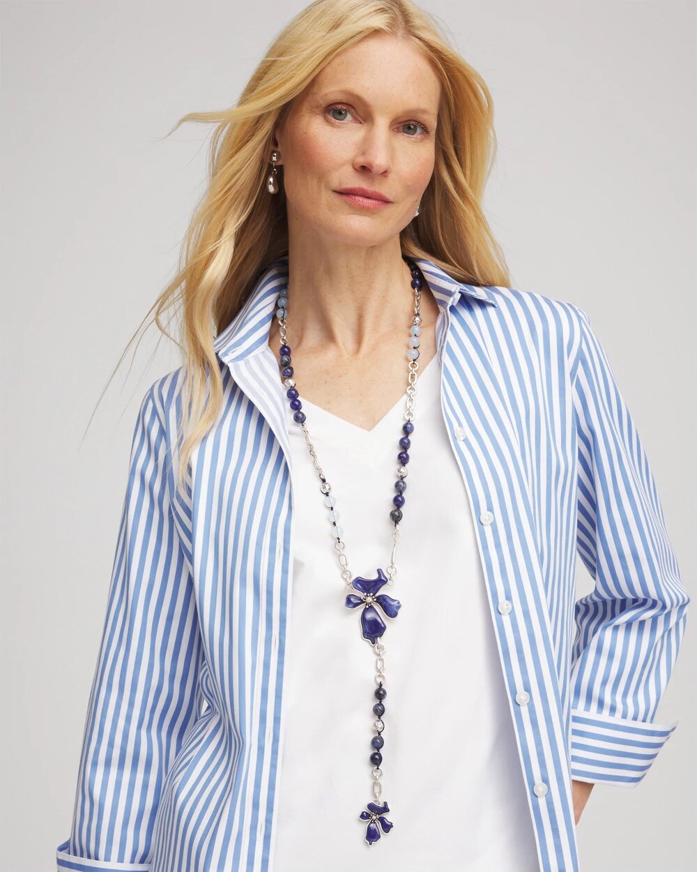 Chico's Women | Blue Flower Long Y-Necklace BLUE
