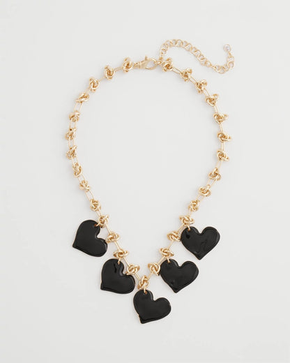 Chico's Women | Black Heart Drop Off Necklace BLACK