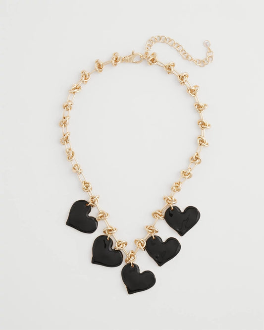 Chico's Women | Black Heart Drop Off Necklace BLACK