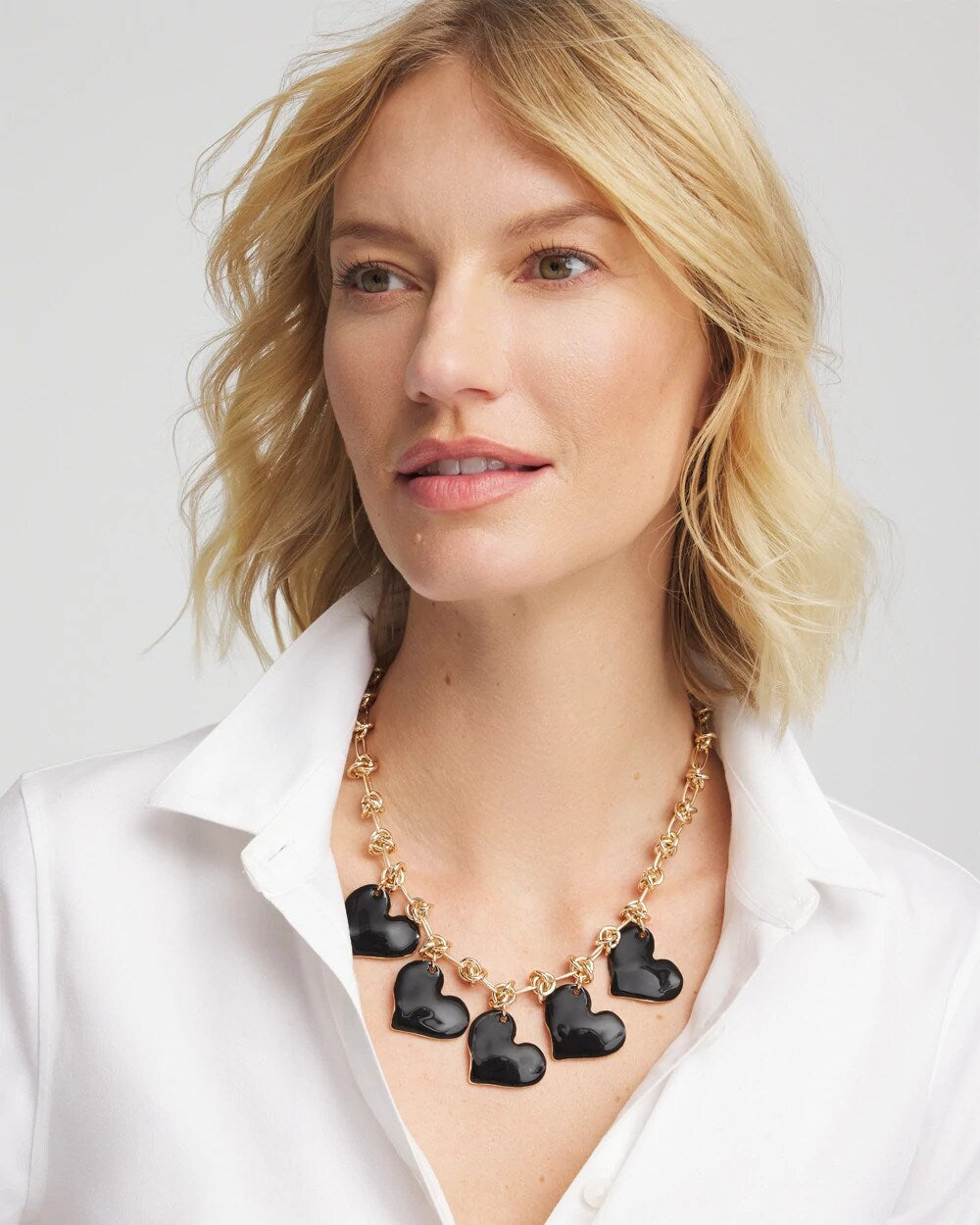 Chico's Women | Black Heart Drop Off Necklace BLACK