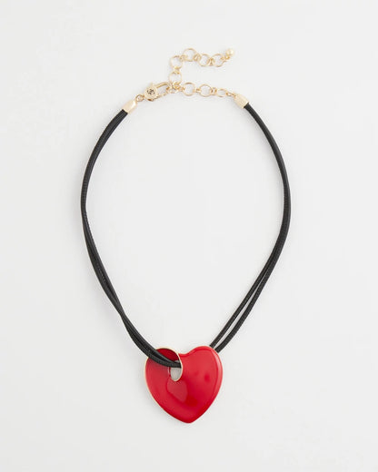 Chico's Women | Red Enamel Heart Pendant Necklace RED