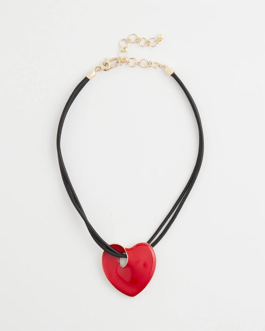 Chico's Women | Red Enamel Heart Pendant Necklace RED