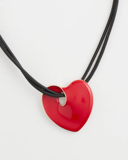 Chico's Women | Red Enamel Heart Pendant Necklace RED