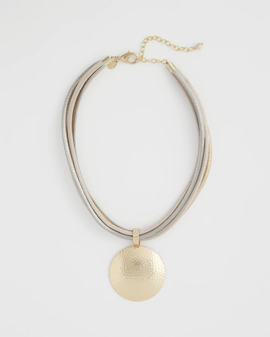 Chico's Women | Textured Golden Pendant Necklace MIXED METALS