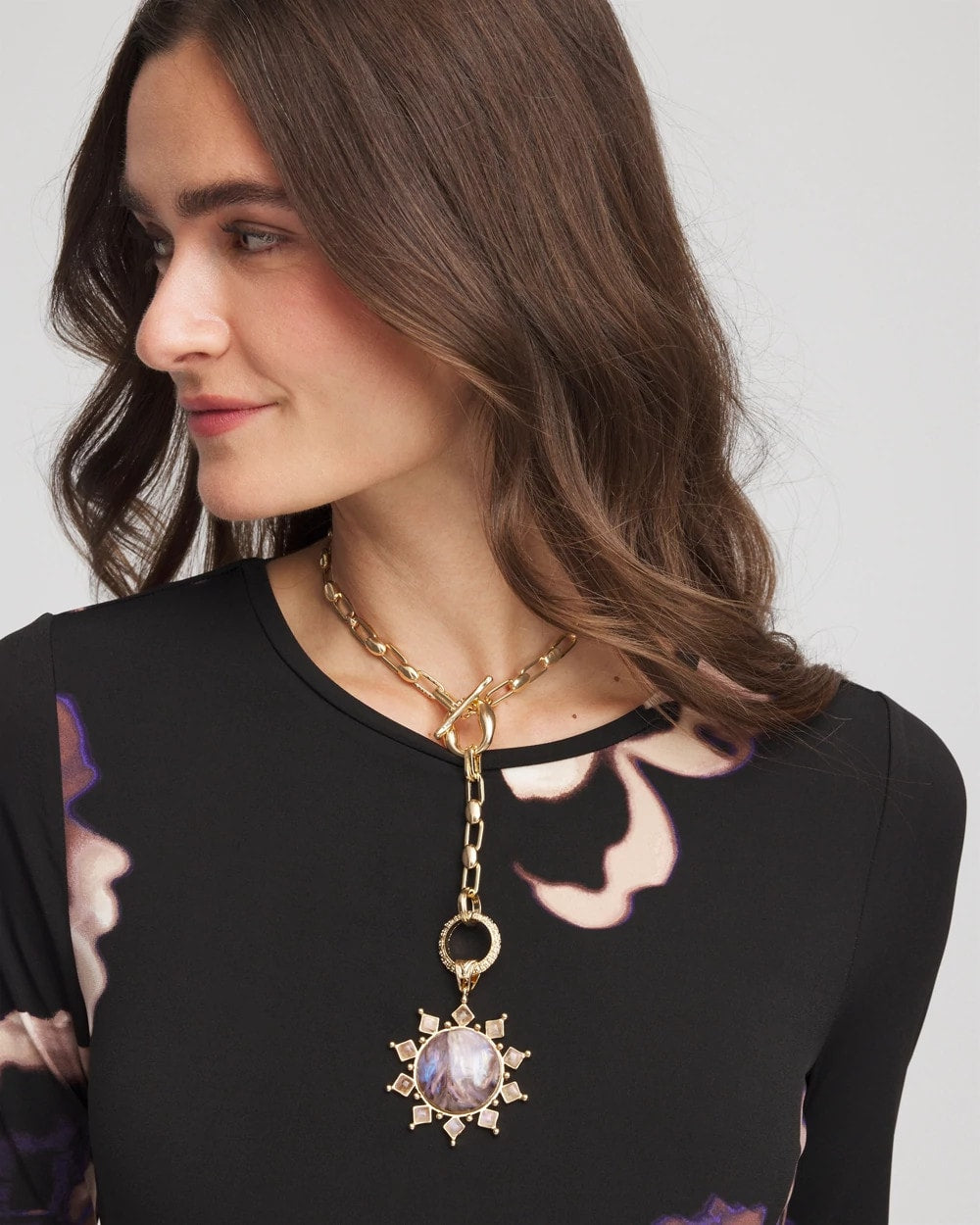 Chico's Women | Purple Resin Sun Pendant Necklace PURPLE