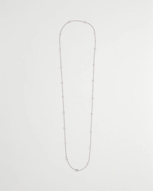 Chico's Women | Fine Crystal Long Chain Necklace SILVER