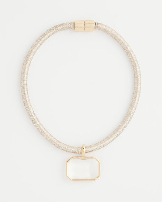 Chico's Women | Goldtone Glass Gem Pendant Cord Necklace GOLD