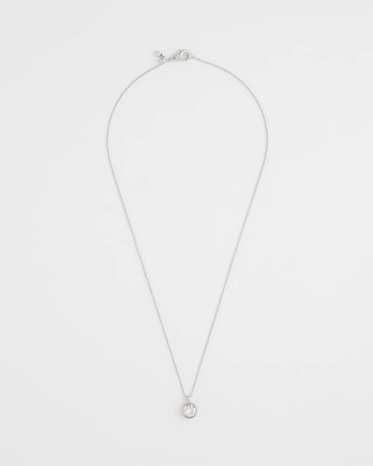 Chico's Women | Bezel Set Pendant Silvertone Necklace SILVER