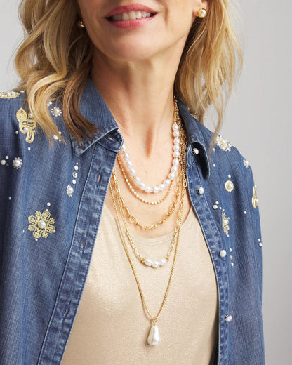 Chico's Women | Convertible Pearl Multistrand Necklace PEARL
