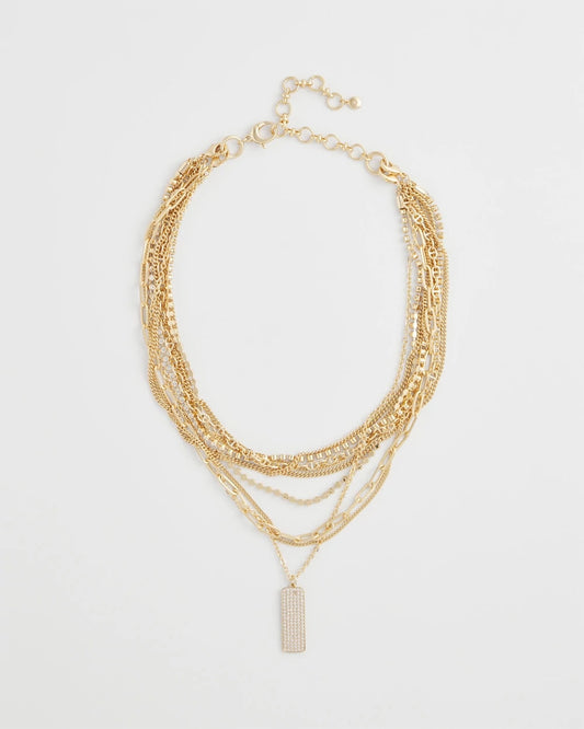 Chico's Women | Convertible Gold Pave Pendant Necklace GOLD
