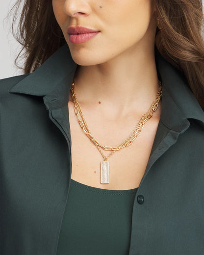 Chico's Women | Convertible Gold Pave Pendant Necklace GOLD