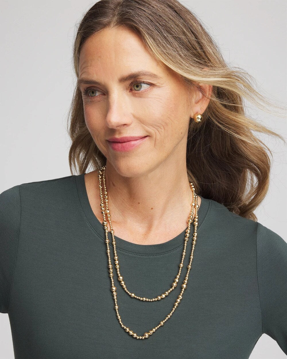 Chico's Women | Goldtone Long Beaded Necklace GOLD