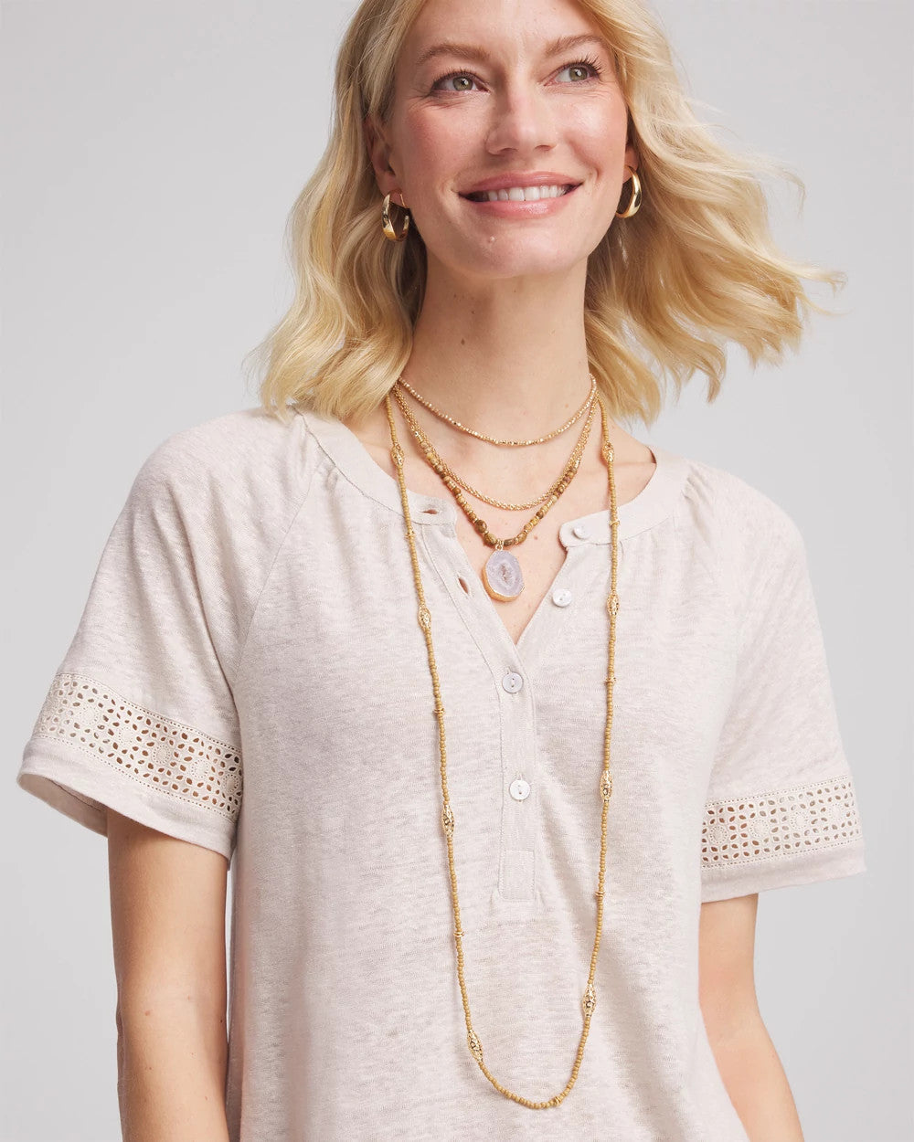 Chico's Women | Long Goldtone Seed Bead Necklace GOLD