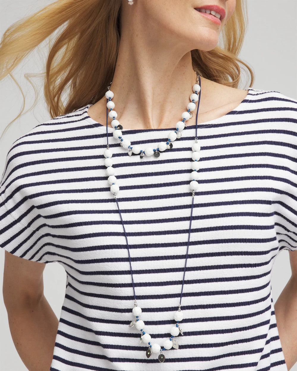 Chico's Women | Convertible White Stone Necklace BLUE AND WHITE