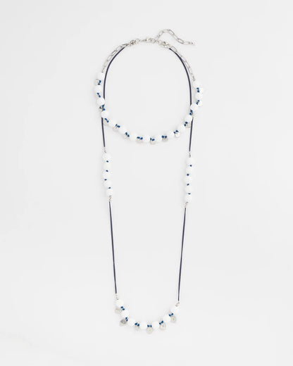 Chico's Women | Convertible White Stone Necklace BLUE AND WHITE
