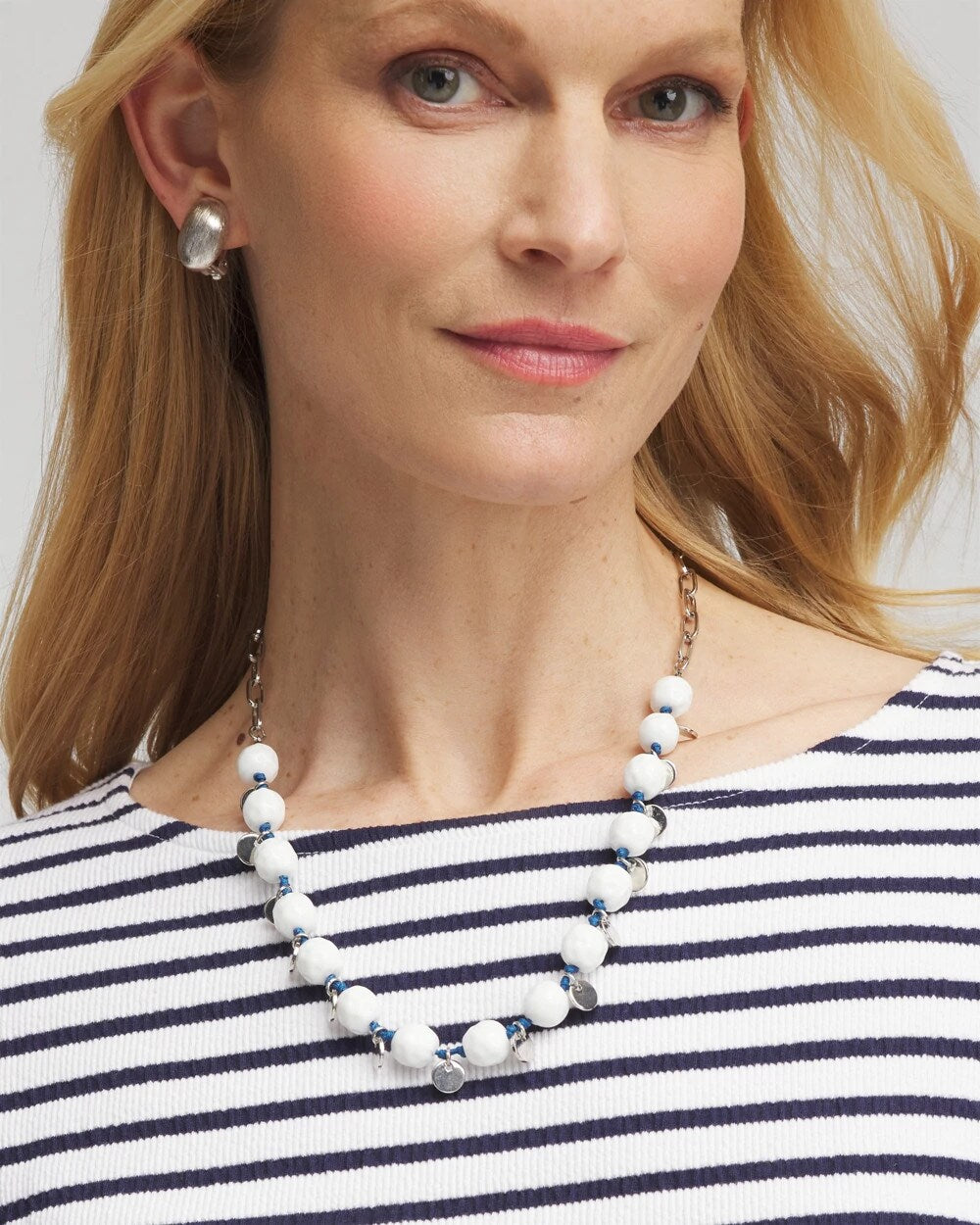 Chico's Women | Convertible White Stone Necklace BLUE AND WHITE