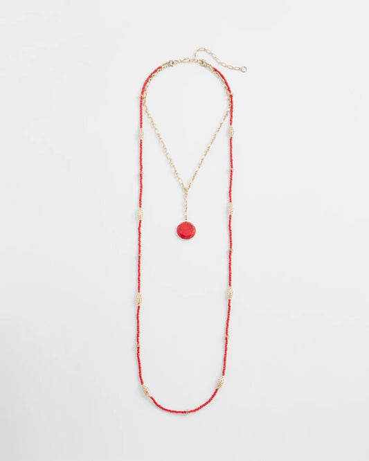 Chico's Women | Convertible Beaded Pendant Necklace RED